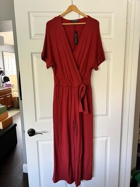 NWT Catherine Malandrino Deep Ruby Red Knit jumpsuit